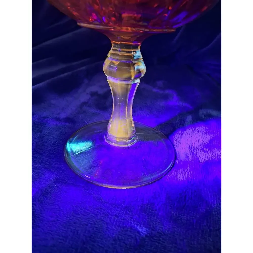 Vintage Indiana Glass Amberina Compote Pedestal Bowl Honeycomb Panels 6.75